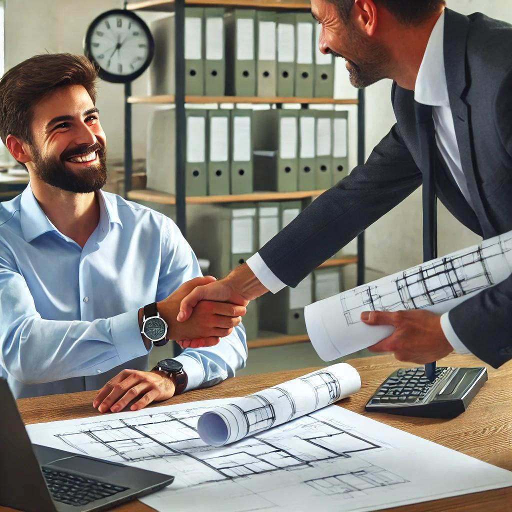 A_draftsman_delivering_the_final_completed_technic