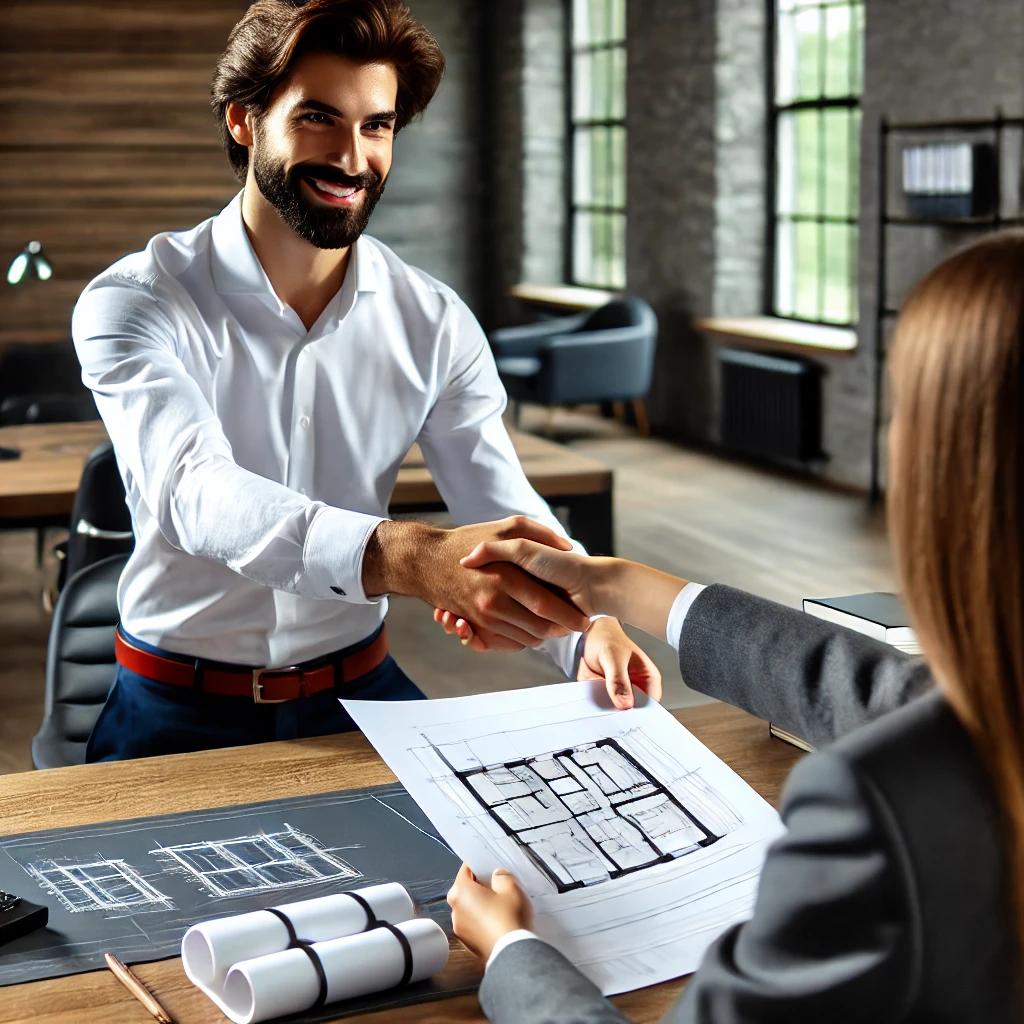 A_draftsman_handing_over_the_final_design_document