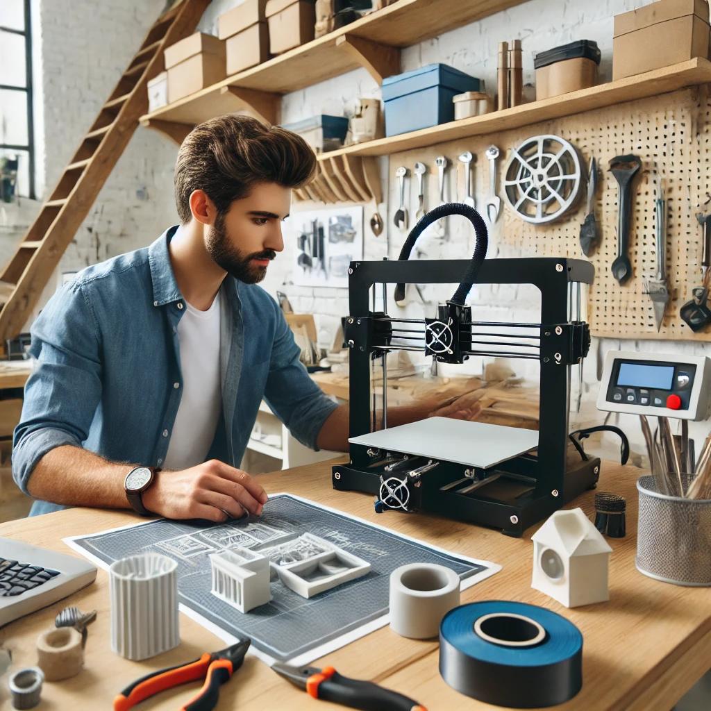 A_draftsman_working_on_a_3D_printer_to_create_a_pr